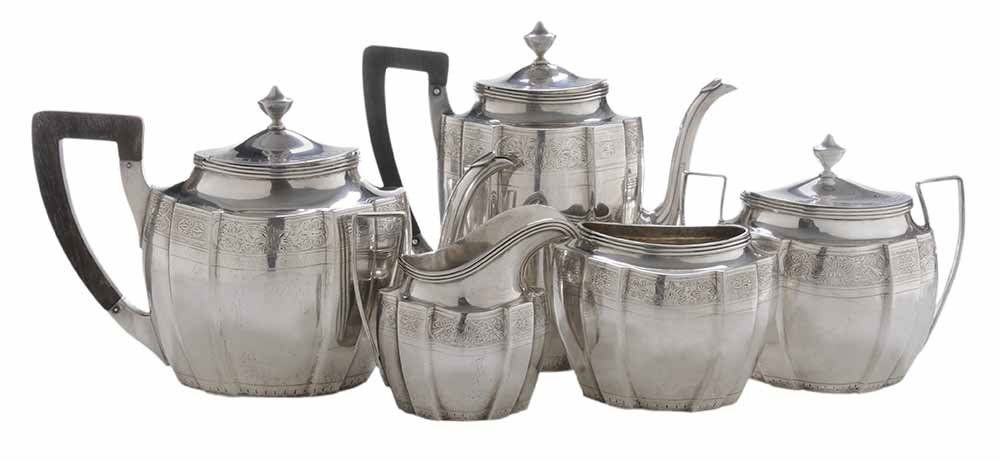 Five Piece Sterling Tea Service (1 of 5)