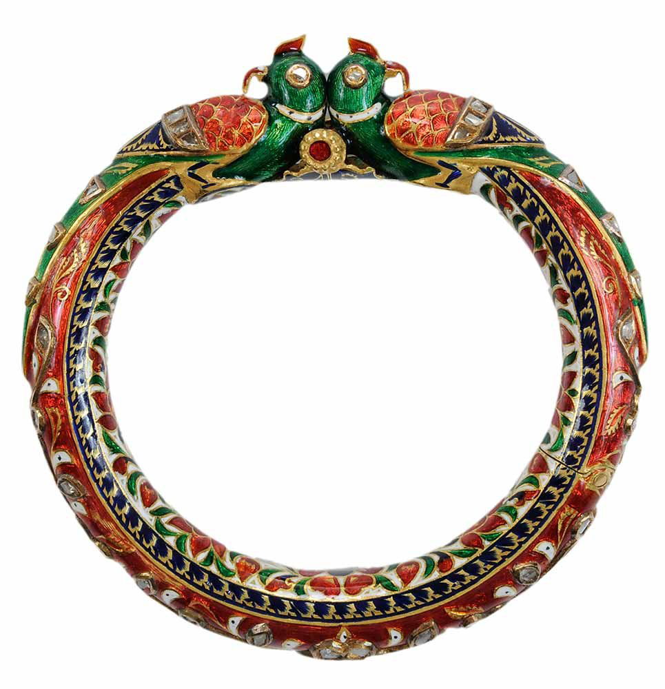 Gold, Enamel and Diamond Hinged Bangle (1 of 4)