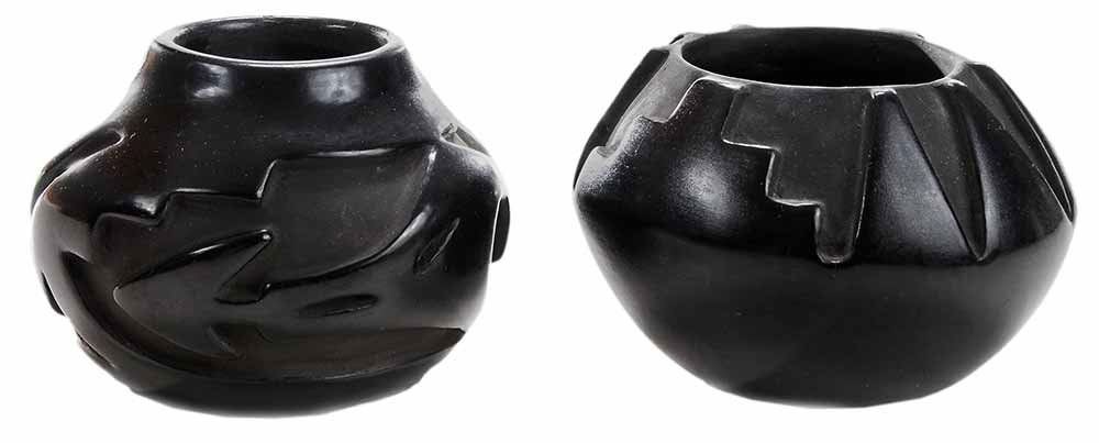 Two Belen Tapia Carved Blackware Vases (1 of 5)