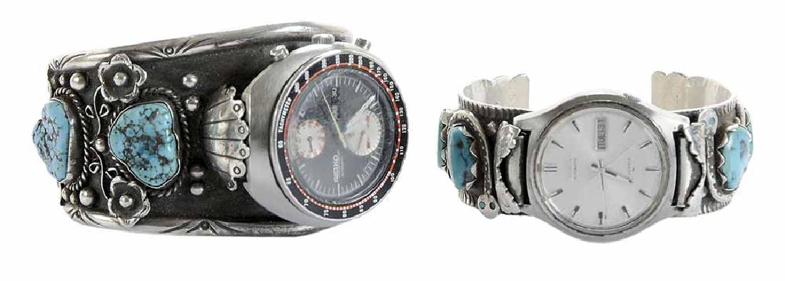 Two Southwestern Silver Cuff Watches (1 of 3)