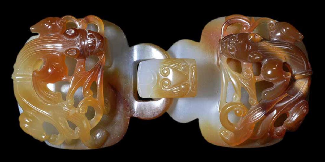 Chinese Carved Agate Two-Piece Belt (1 of 4)