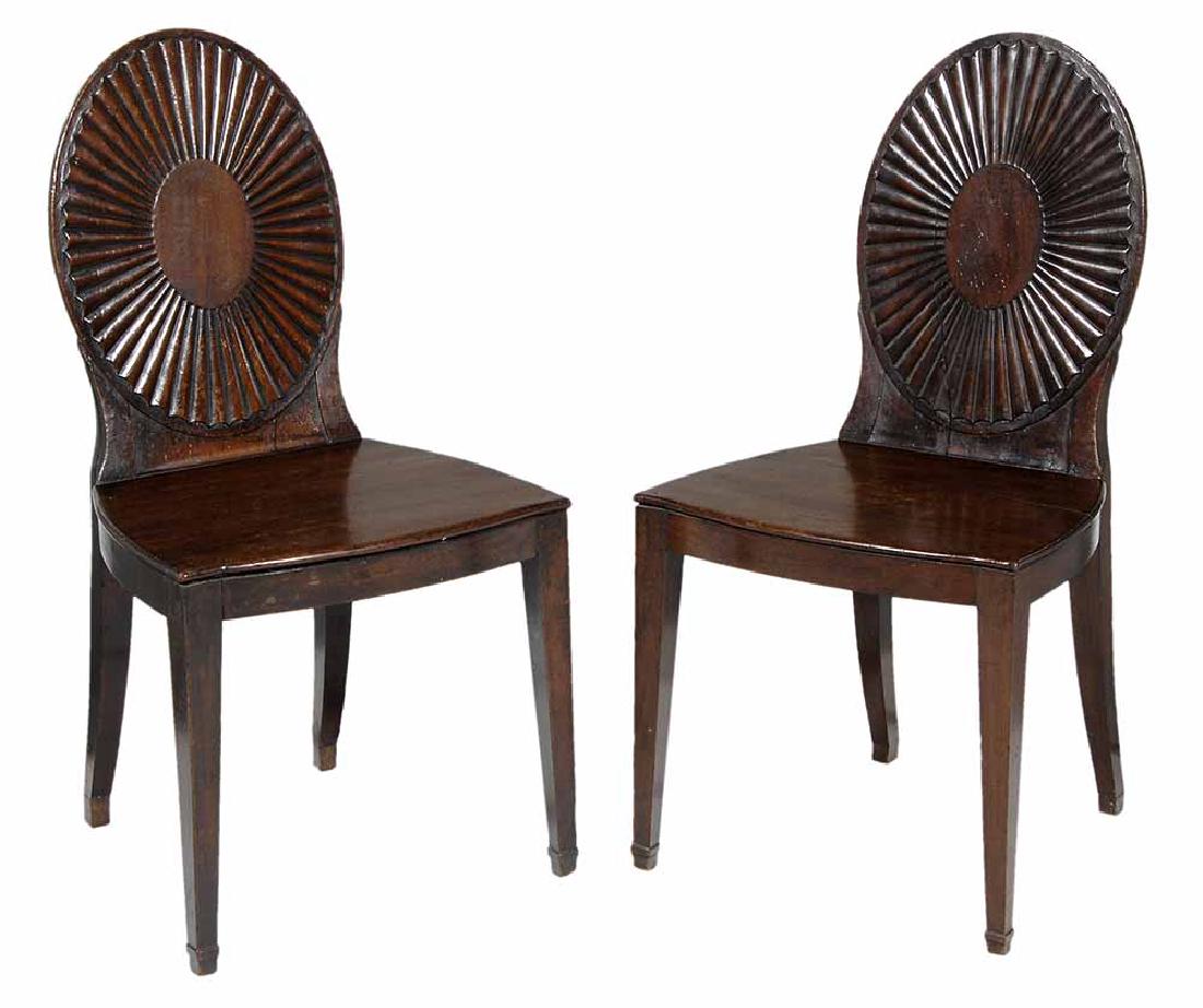 Pair Georgian Carved Mahogany Hall (1 of 6)