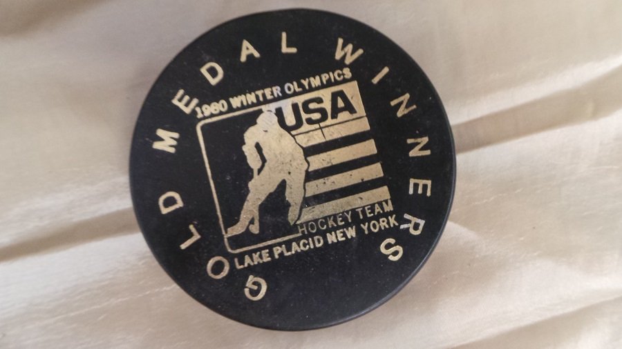 Hockey Puck Gold Metal Winner: 1980 Winter Olympics Lake Placid New York