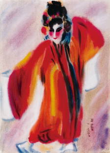 WANG LAN, Beijing Opera Figure: 1982. watercolor on paper. 54x38 cm