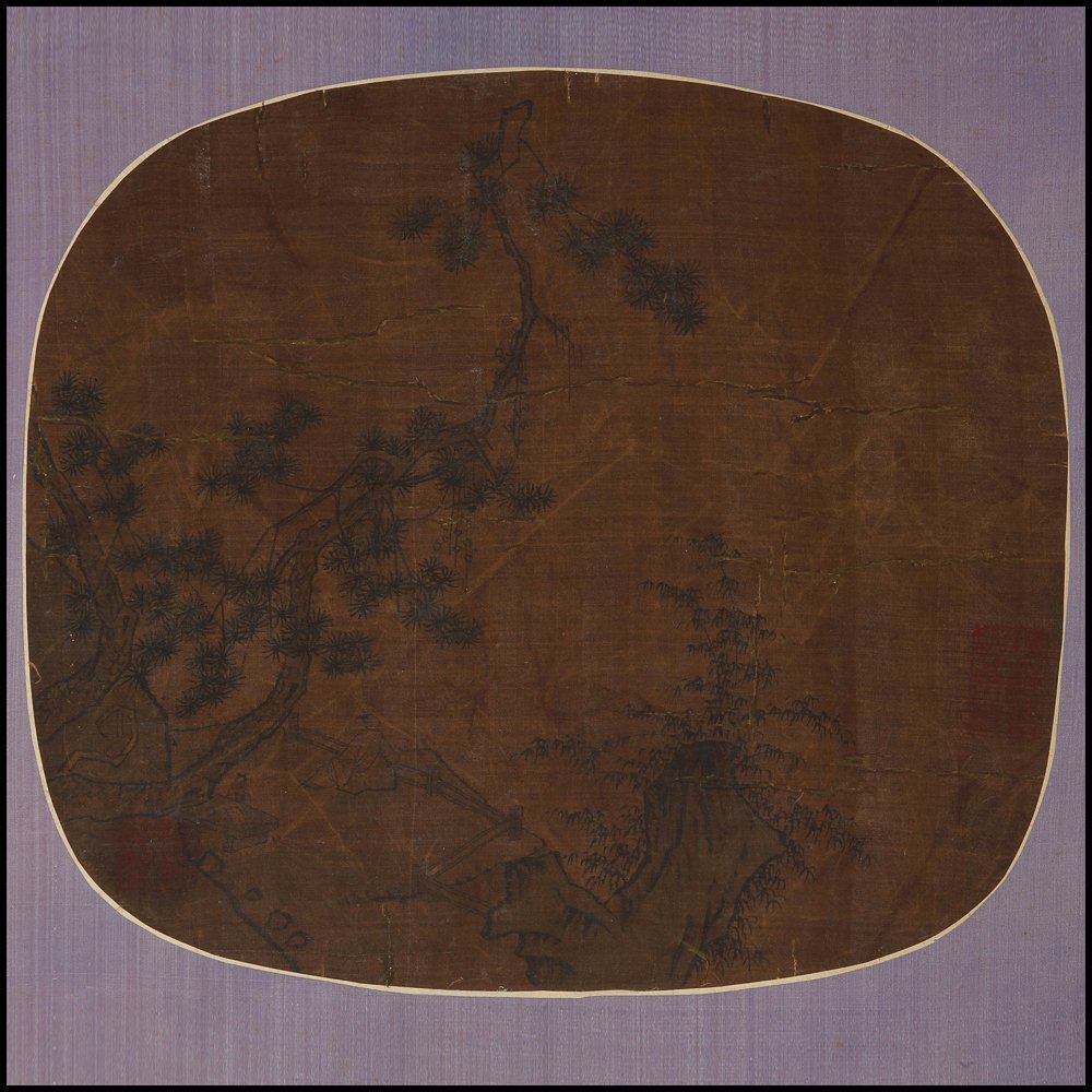 ANTIQUE CHINESE PAINTING宋马远笔: 宋马远(1140-1225)笔意图,Ink and Color on the silk,unframed,11.5 x 10 in(29.2 X 25,4 cm),,Collect seal(Xiang me lin fu mi ji zhi yin) by Xiang yuanbian项ࠠ