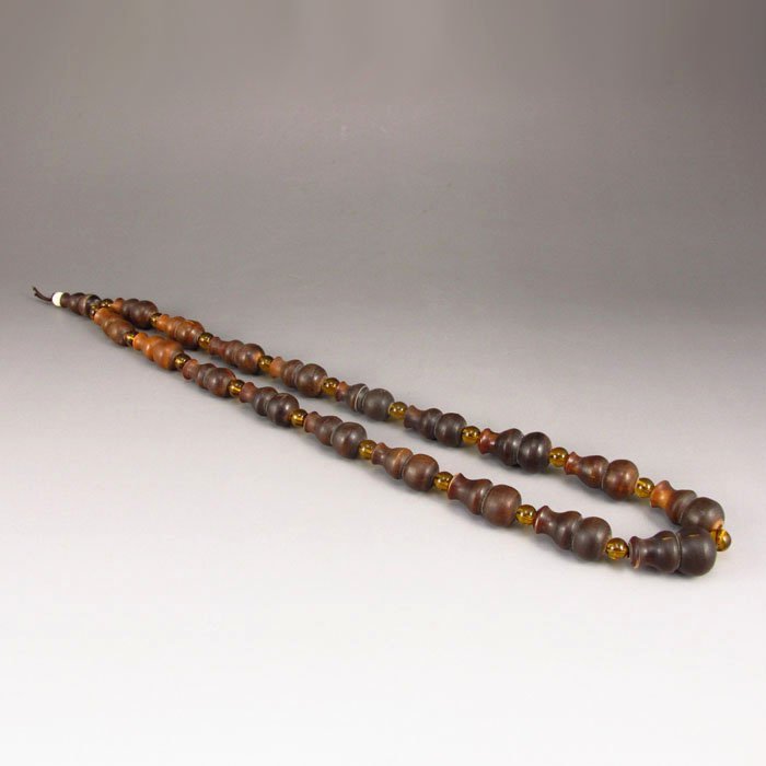 Vintage Chinese Ox Horn Carved Gourd Necklace (1 of 2)