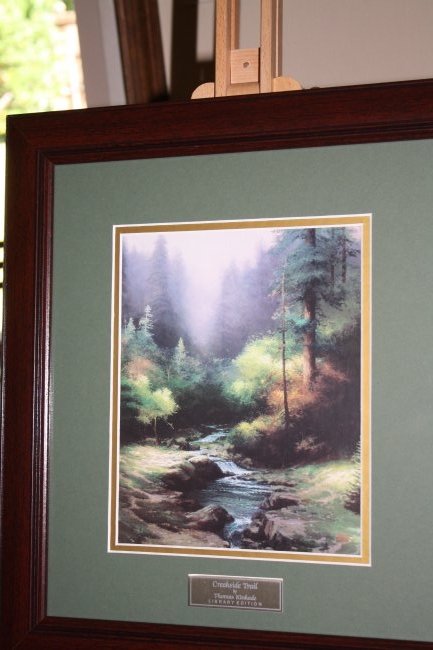 Creekside Trail: Thomas Kindade,1994 Library Edition Print, Litho with COA, 11" by 9", 18" by 16" (with frame)