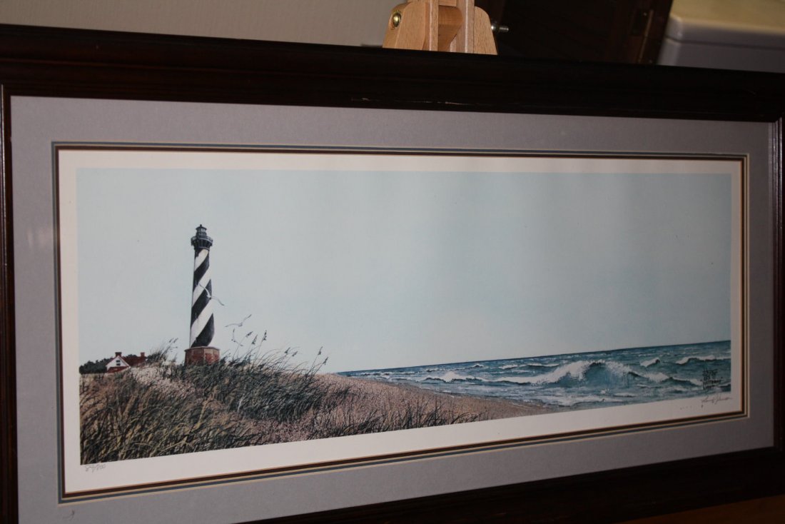 Hatteras Lights: Larry Johnson 1985,84/800 Litho,29" by 11", 35" by 17" (with frame)