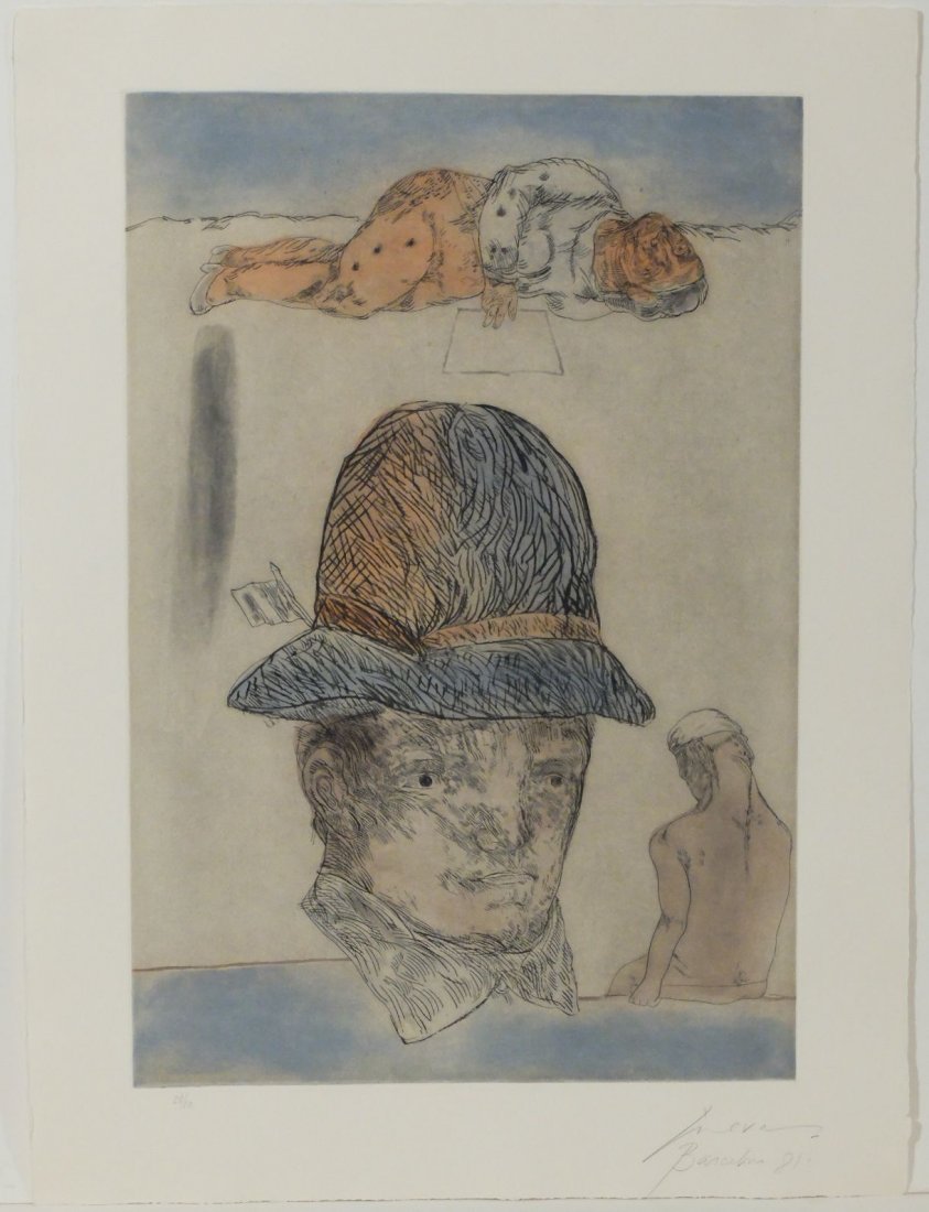 Jose Luis Cuevas “Barrio Chino II”: etching 1981, 29.8 x 22 inches.Signed in pencil by artist.