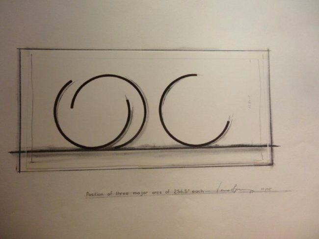 Bernar Venet, Position of three arcs of 256.5 each: Original Lithograph Signed, numbered by the artist10/35, dated '81Sheet size 19 3/4 x 25 3/4inchesImage 8 x 17 3/4inches