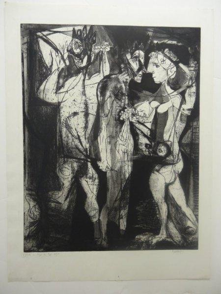 Mauricio Lasansky: Original Etching "Eye for an Eye"no. 2 Circa 1945Signed and numbered 28/50Sheet size 32 1/2" x 24 1/2"Image 26 3/4" x 21"