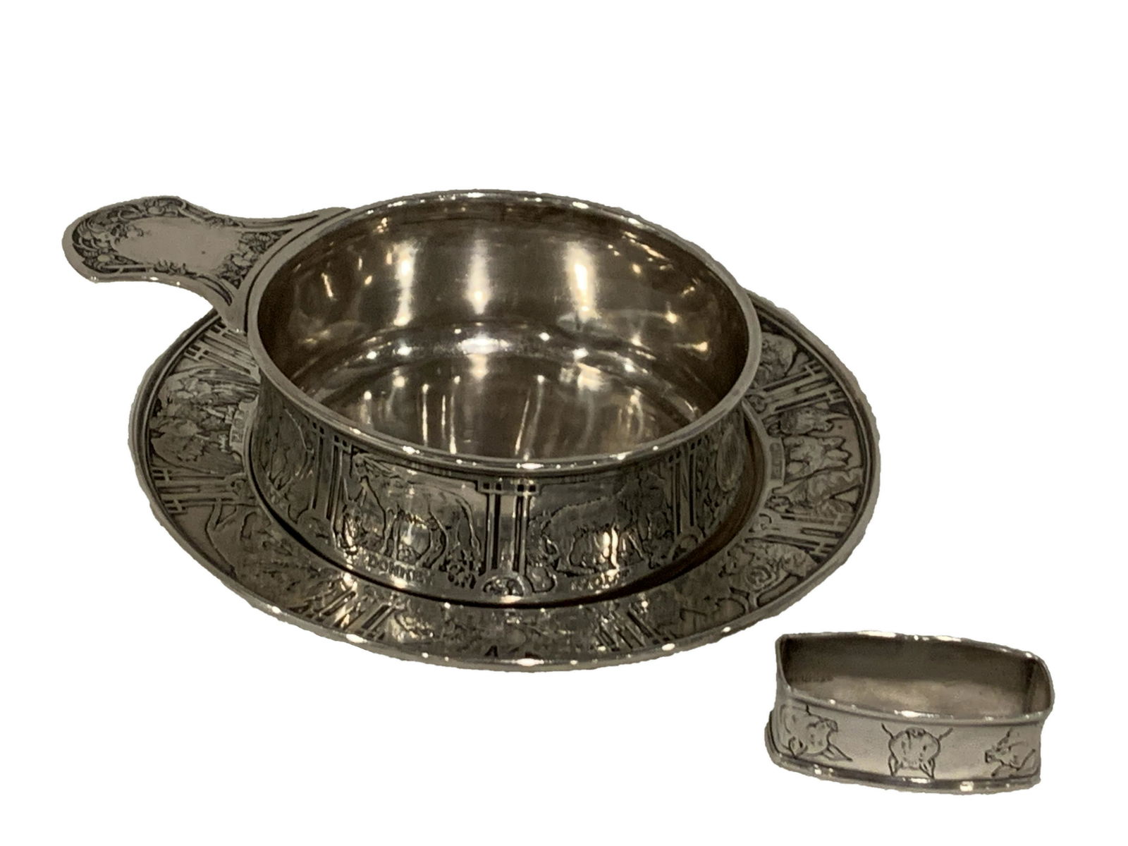 Sterling Silver Kerr Baby Set / Napkin Ring: Sterling Silver Kerr Baby Set / Napkin Ring Measures: 6.25" / 6.75" W Bowl 4.25" x 2" H Nap 2.25" / .75"