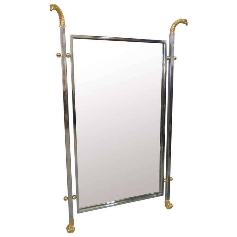 Maison Jansen Neoclassical Eagle Motif Mirror: Maison Jansen neoclassical eagle motif mirror, France, circa 1960s. Measures: H 39 in. x W 25.5 in. x D 39 in.