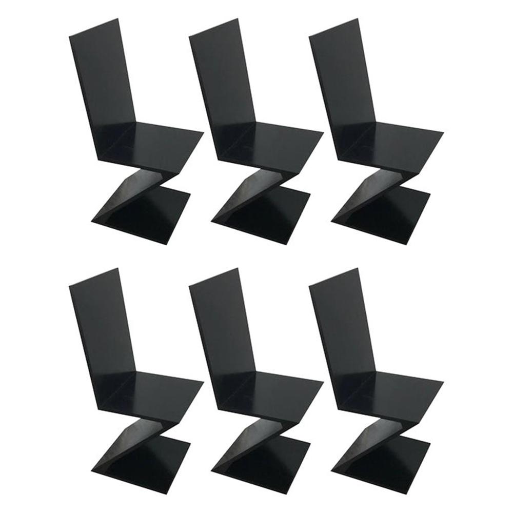 6 Gerrit Rietveld Style Zig Zag Chairs: 6 Gerrit Rietveld Style Zig Zag Chairs Measures: H 36.75 in. x W 15.5 in. x D 15.5 in. Seat measures 15.5" W x 14.5"