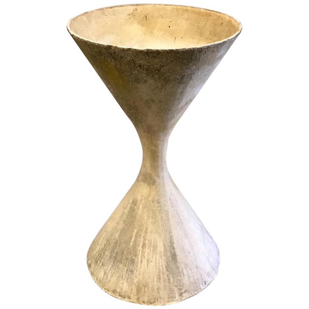 Willy Guhl Hourglass Planter Larger: 37.5" cast stone hourglass #227 planter,impressed with #227 Measures: H 37.5 in. x Dm 21 in. The interior measures 20" D x 18" deep