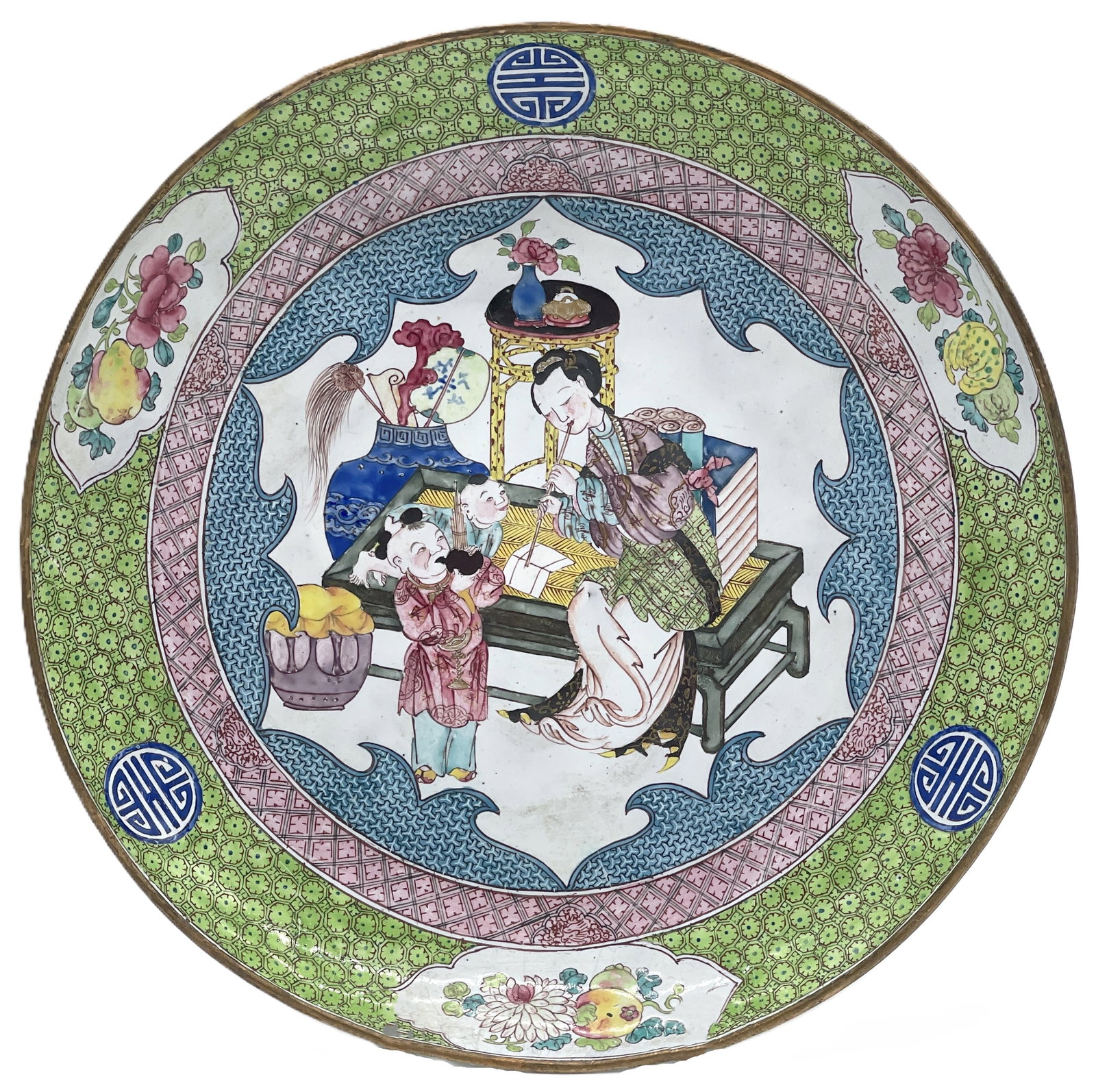 Chinese Canton Yongzheng period (1723-1735) Enamel Decorated Plate (1 of 3)