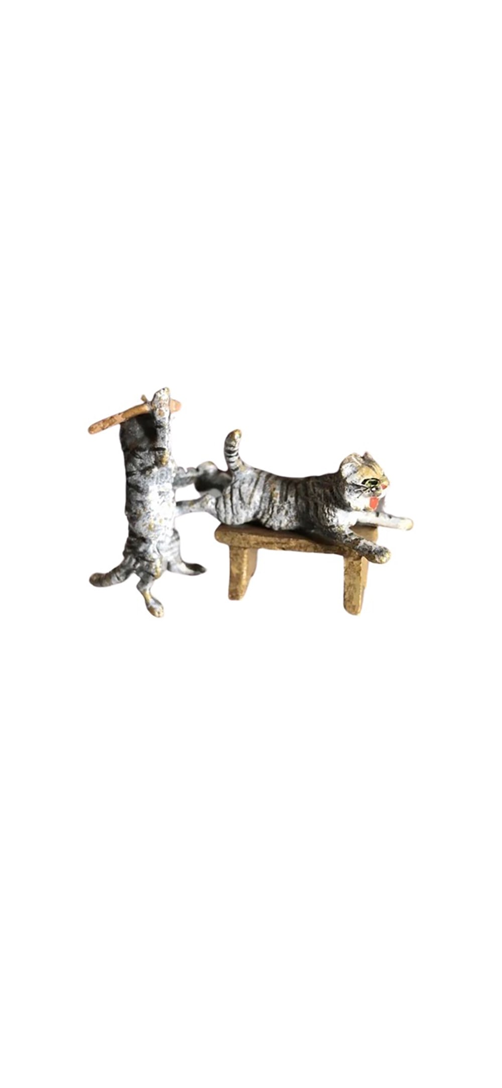 Miniature Vienna Bronze Cold Painted "Beating Cats" Figurine (1 of 5)