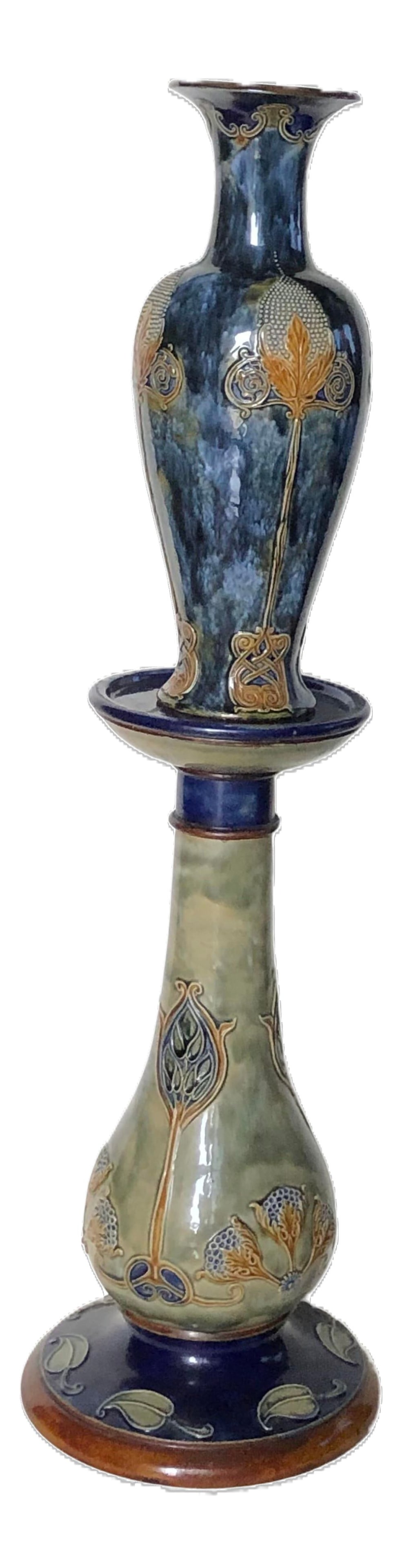 Antique Royal Doulton Louisa Wakely Design Lambeth Large Vase on Pedestal (1 of 3)