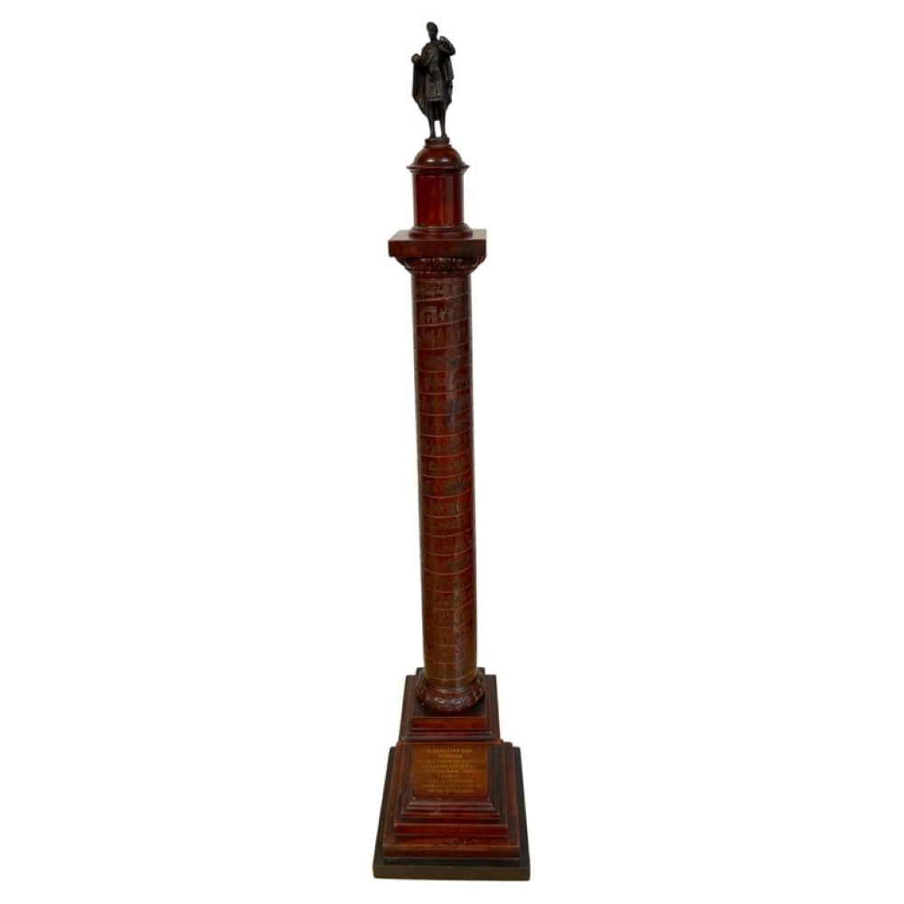 19th C Italian Rosso Antico Marble Model of Trajan's Column (1 of 3)