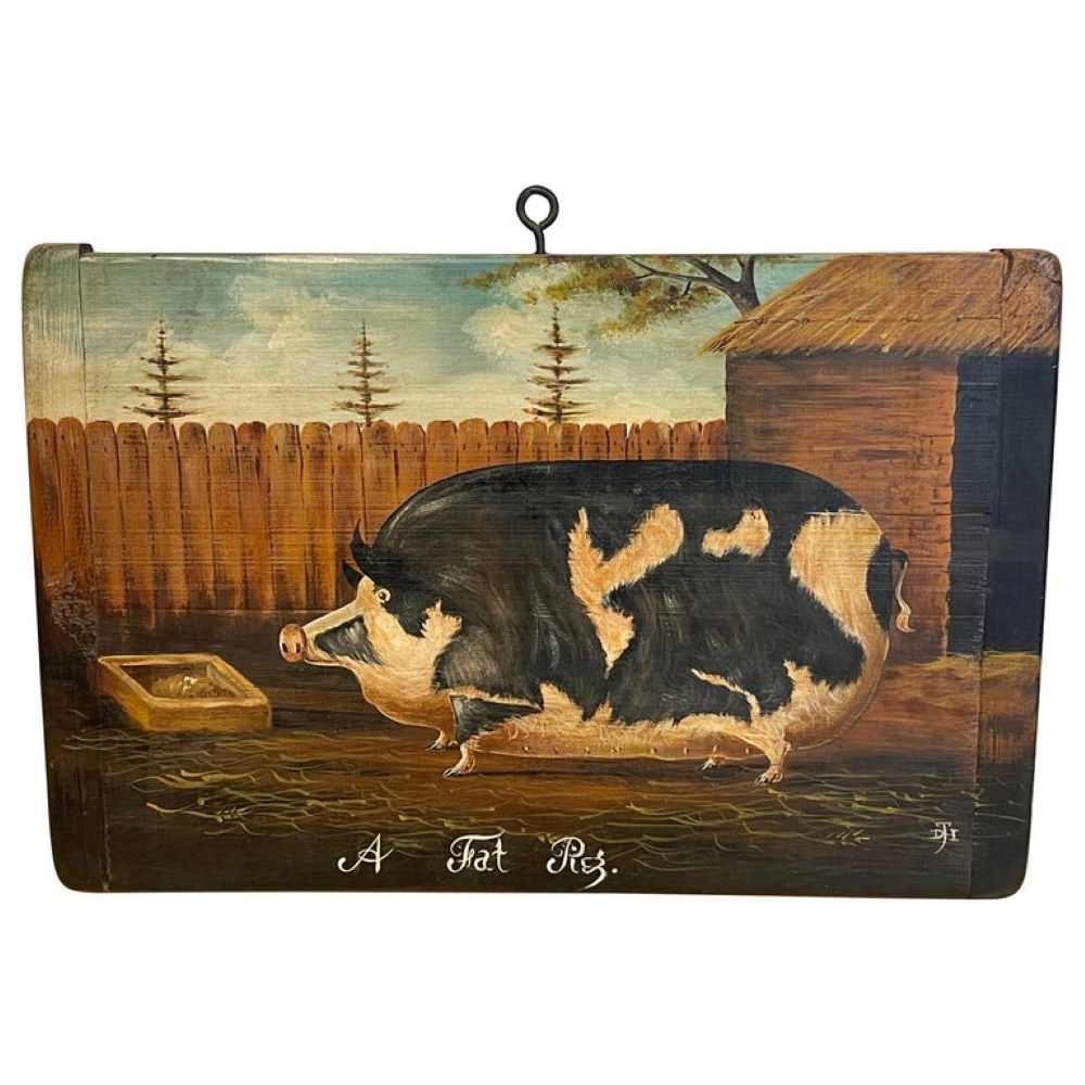 English School Painting 'A Fat Pig' (1 of 3)