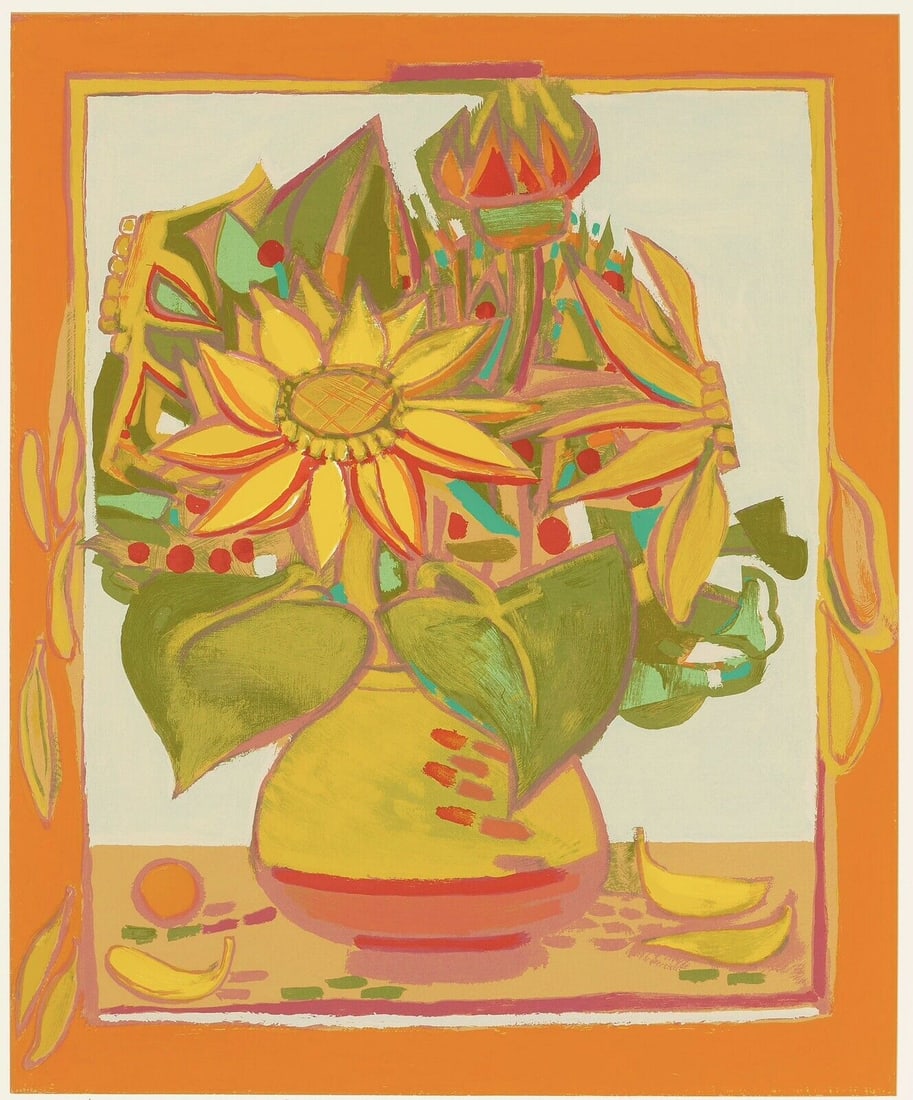 Francoise Gilot (1921-2023) “Sunflowers With Fallen Petals?? Signed Serigraph (1 of 4)