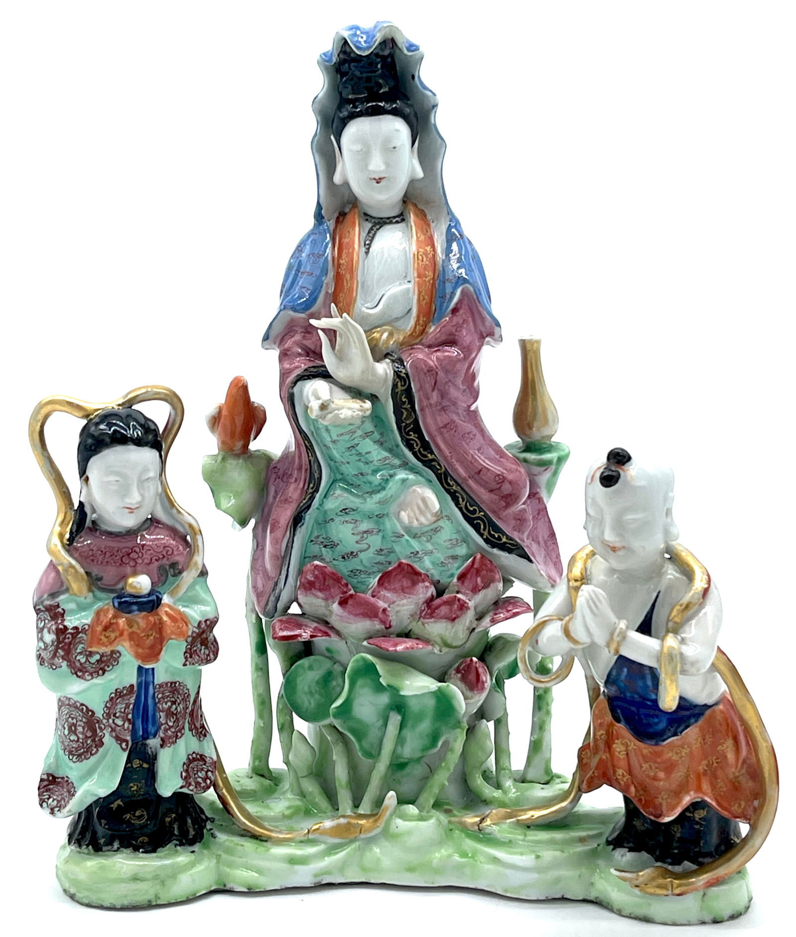Chinese Famille Rose Porcelain Triple Buddha Grouping (1 of 6)