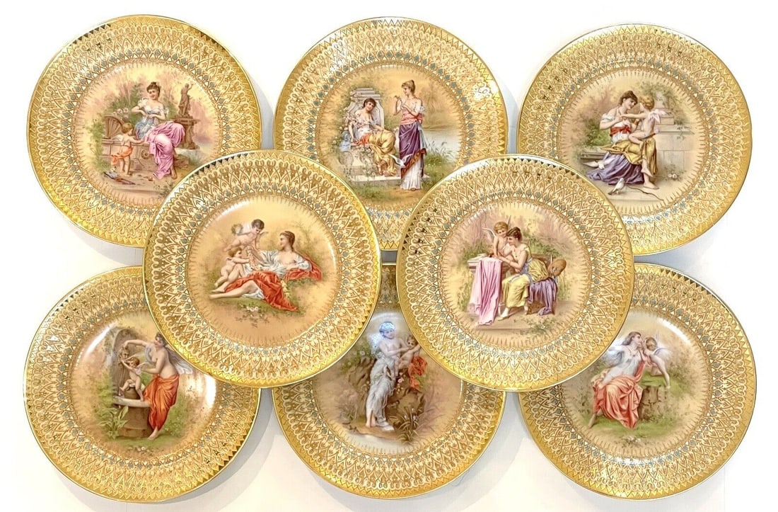 Set Of 8 Antique Royal Vienna “Labors Of Cupid?? Porcelain Plates 9.5 (1 of 4)