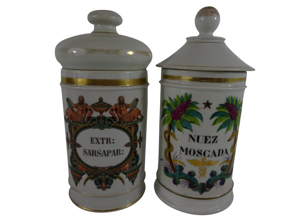 APOTHECARY: Two Antique Jars: Two Antique Apothecary Jars each one 11.5" h- good condition