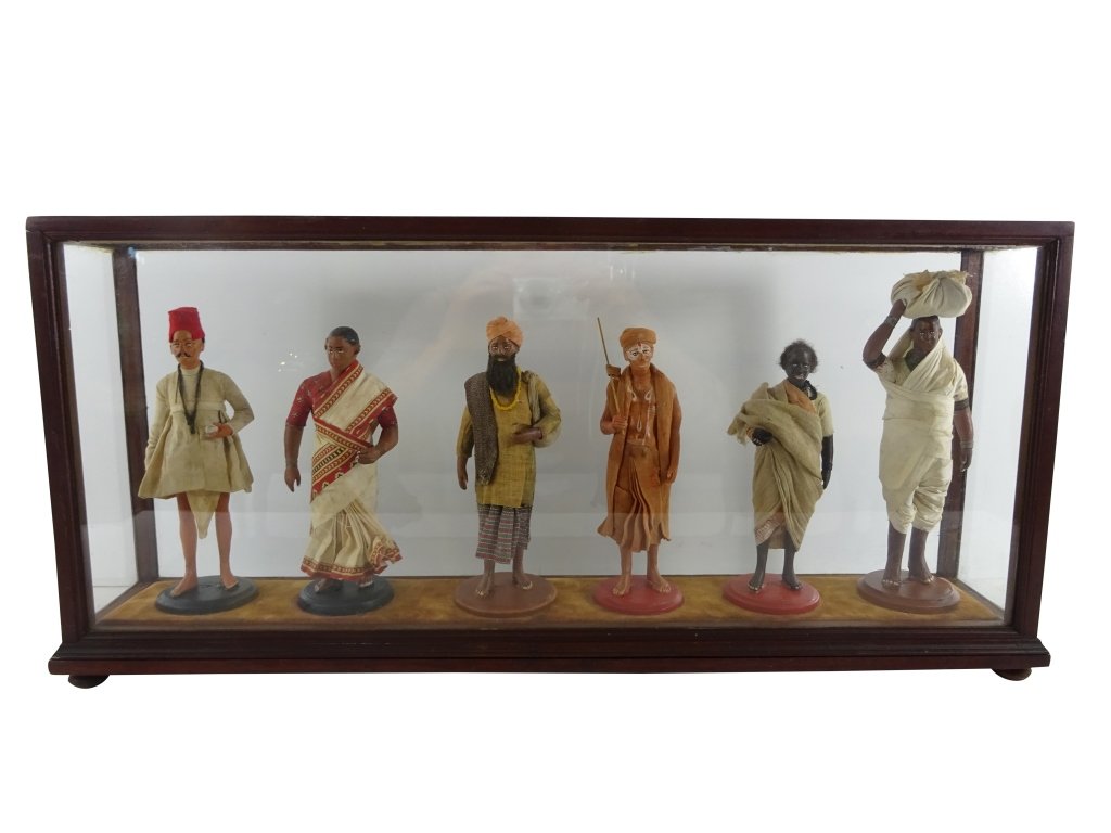 ANGLO-INDIAN Diorama of Class Structure, Antique: Anglo Indian Diorama figures of Class Structure, Antique 25"x11.5 h x5", PROVENANCE: by repute deacquisition from a noted museum