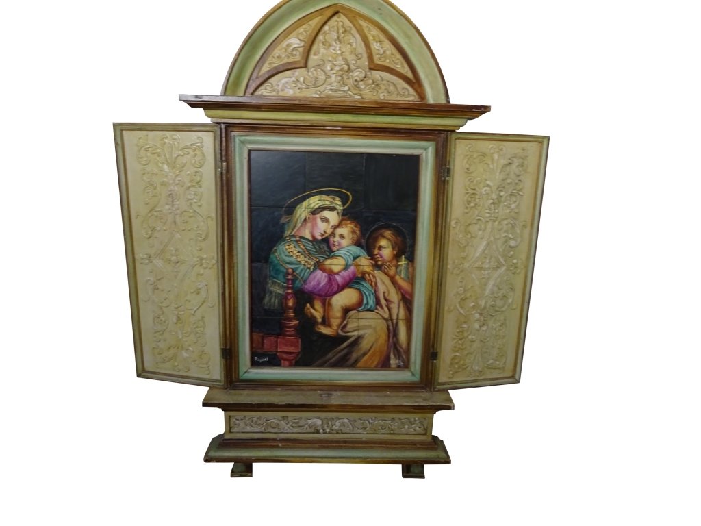 AFTER RAPHAEL: Large Italian Icon: Large Italian Icon- After Raphael 54" h x27.5 w x 4.5 d Very Good Condition