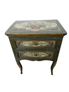 ITALIAN: 18th/19th C Painted Diminutive Commode: 18th/19th Century Italian Painted Diminutive Commode With two drawers 25"w x 17.5"d x 32" h Good Antique condition, some paint losses all commensurate with age