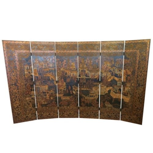 CHINESE: 6 Panel Screen: Chinese: late 20th Century six panel coromandel screen.Each panel is 22" x 82" with a total of 11 feet PROVENANCE: Rittenhouse Square Apartment, Phila, PA