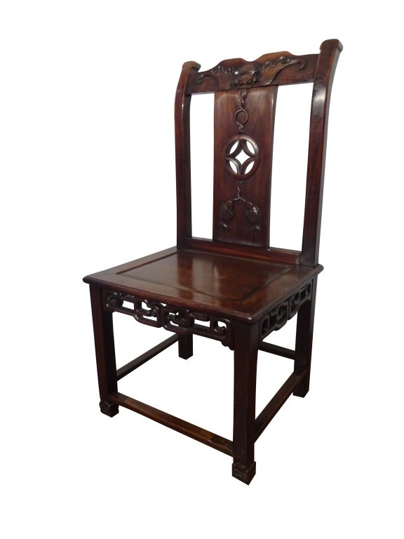 CHINESE: Carved Bat Motif Chair: Antique Chinese Carved Bat Motif Chair42"h x 18"d x 21"w