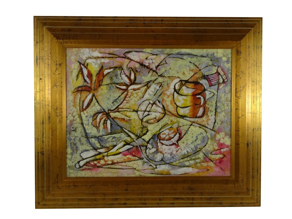 RALPH NELSON Abstract Still Life: Ralph Nelson Abstract Still Life oil on board 18' x 24' frame 21' x 25'