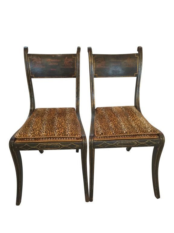 Pair Of Regency Chinoiserie Side Chairs (1 of 7)