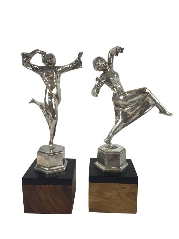 Pair Of Art Deco SilverPlated Lady Figures (1 of 5)