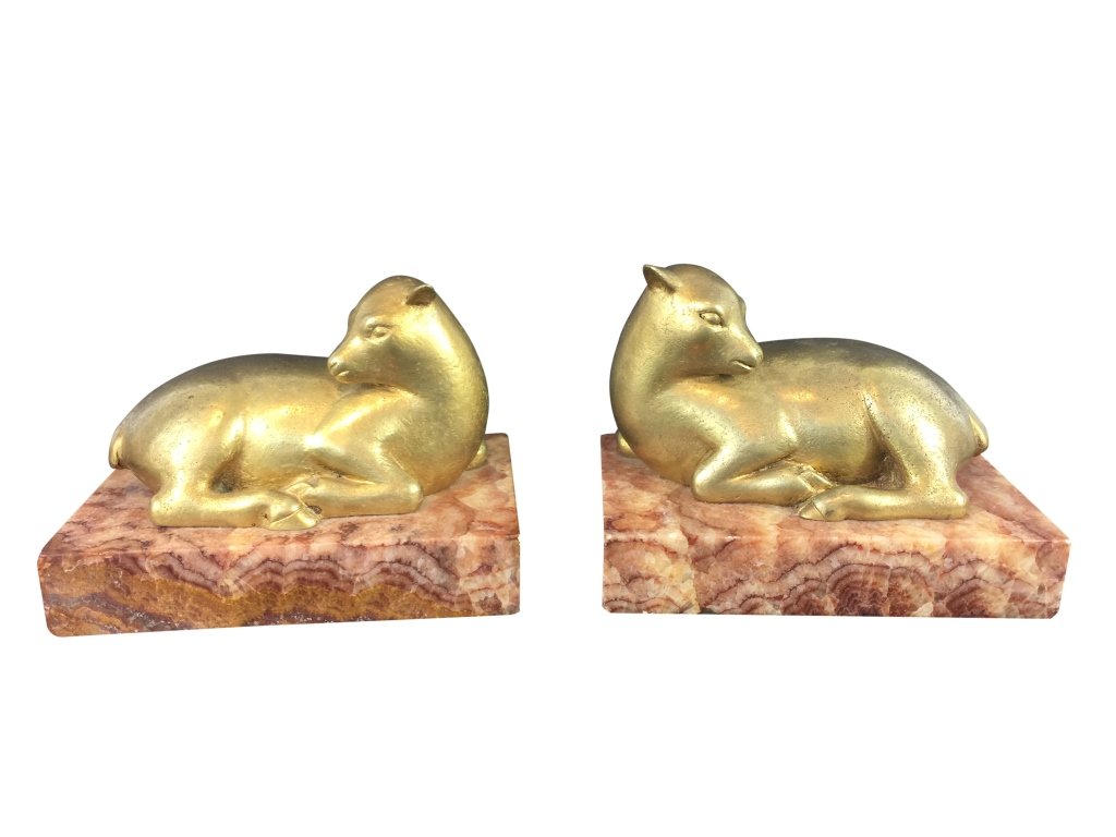 Signed Ned Hoffman Art Deco Lamb Bookends (1 of 4)