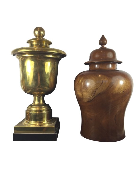 Large Mid Century Turned Wood Urn And Cover (1 of 5)
