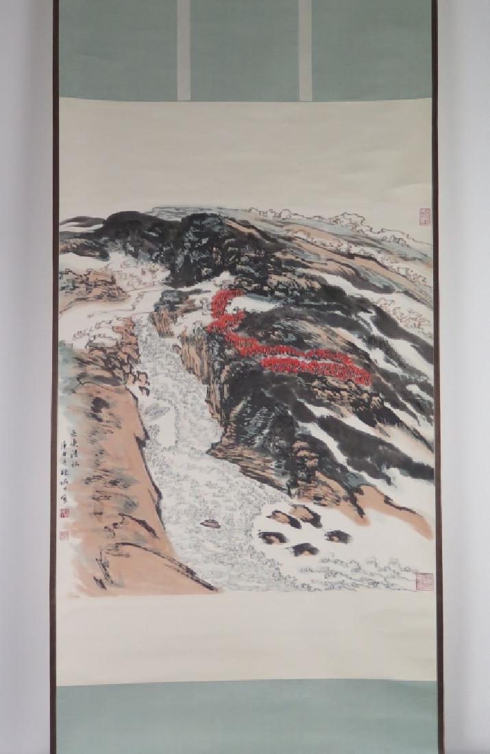 Chinese Ink&Color LandscapeScroll Painting,Signed (1 of 13)