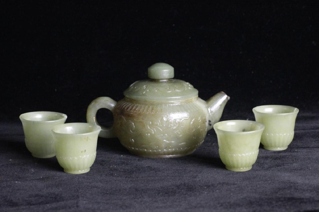 Set of Chinese Jade Teapot and Cups (1 of 7)