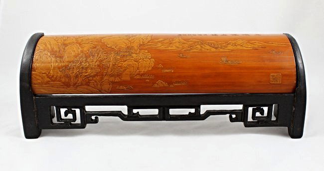 A BAMBOO CARVED ARMREST (1 of 4)