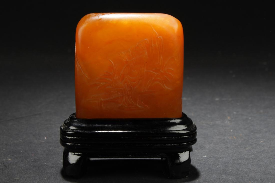 An Estate Chinese Soapstone Square Figure: An Estate Chinese Soapstone Square Figure. Height: 2 (inch).