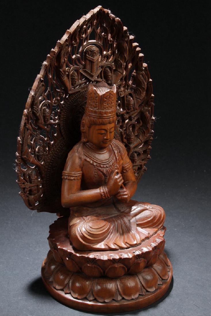An Aura-seated Chinese Wooden Buddha Statue (1 of 6)