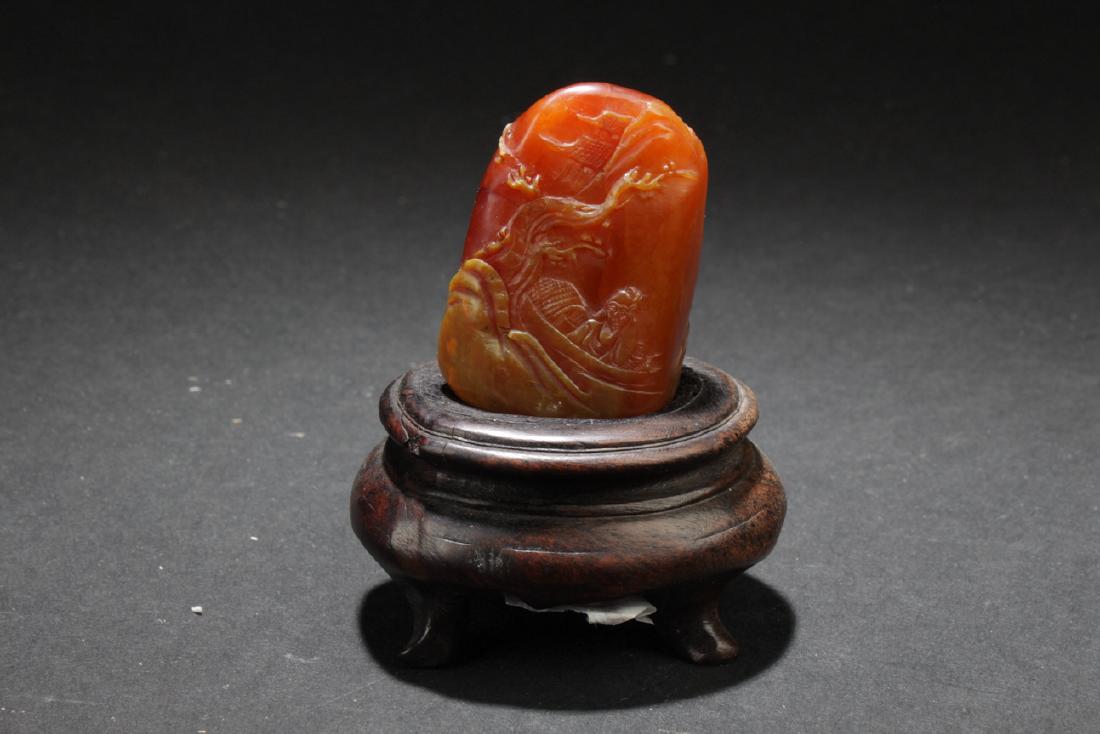 An Estate Chinese Soapstone Curving Figure: An Estate Chinese Soapstone Curving Figure. Height: 1.5 (inch).