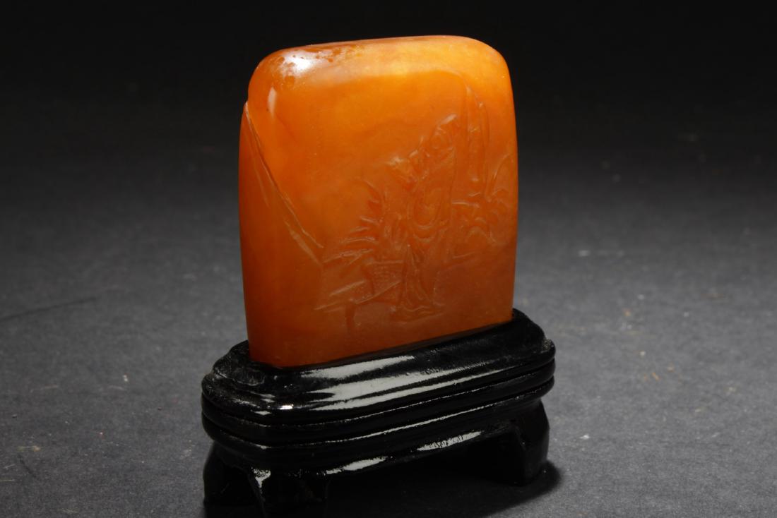 An Estate Chinese Soapstone Square Figure: An Estate Chinese Soapstone Square Figure. Height: 2 (inch).