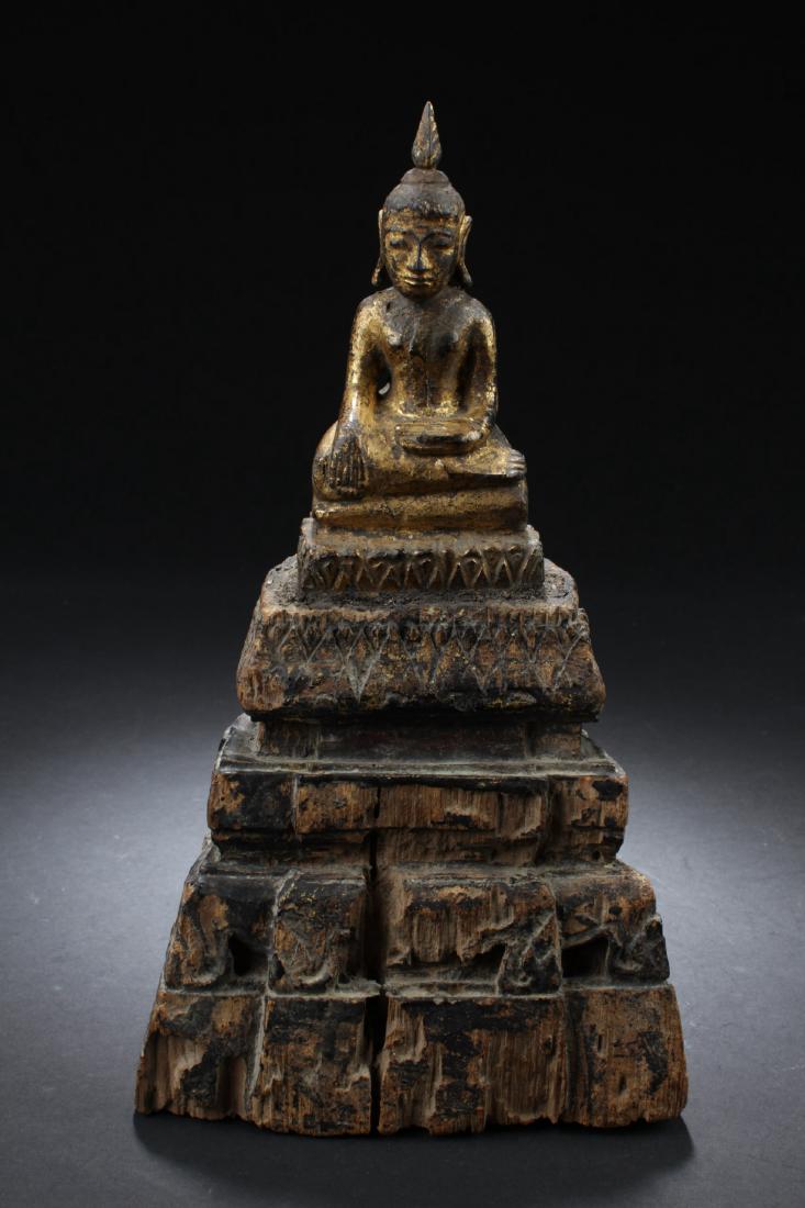 Chinese Wood Carved Buddha Statue (1 of 6)