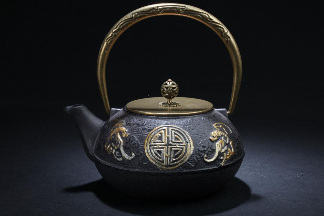 A Chinese High-handled Metal-craft Tea Pot (1 of 8)