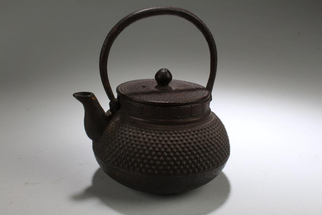 An Estate Chinese Lidded Metal-craft Tea Pot Display (1 of 6)