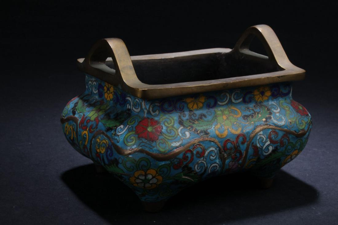 A Square-based Chinese Estate Cloisonne Censer Display (1 of 6)