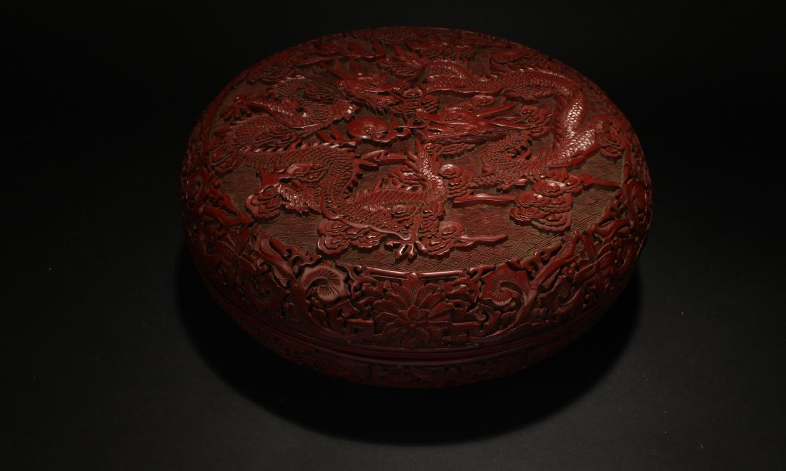 An Estate Dragon-decorating Lacquer Box (1 of 7)